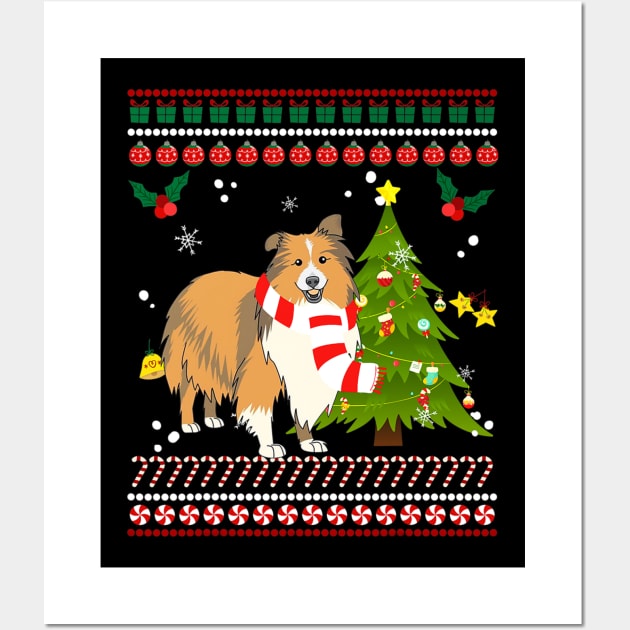 Shetland Sheepdog Reindeer Christmas Wall Art by IainDodes